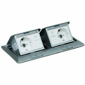 Vloerstopcontact RVS 2x stopcontact 2x data aansluiting KBOD06/266