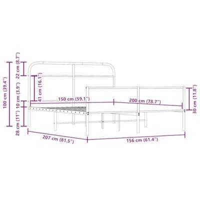 Bedframe zonder matras metaal gerookt eikenkleurig 150x200 cm
