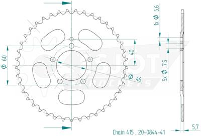 ESJOT achtertandwiel "0844" chain wheel 415 41z steel black