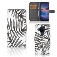 Nokia 5.4 Hoesje Leaves Grey - thumbnail