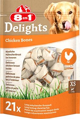 8in1 Delights chicken bones XS hondensnacks 1 x 21 stuks 8in1 Delights chicken bones XS hondensnacks 1 x 21 stuks