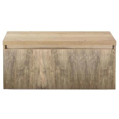 Frozen 3D Badmeubelset 100 cm - Greeplijst in Kleur - Inclusief Wastafelbovenblad French Oak