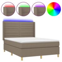 Boxspring met matras en LED stof taupe 140x190 cm - thumbnail