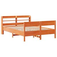 Bedframe zonder matras massief grenenhout wasbruin 120x200 cm - thumbnail