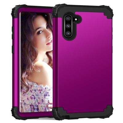 PC + siliconen driedelige anti-drop beschermhoes voor Galaxy Note10 (Dark Purple)