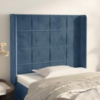 Hoofdbord met randen 93x16x118/128 cm fluweel donkerblauw - thumbnail