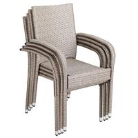 Polyrattan Stapelstoel Comfort Set van 4 kleur Creme - thumbnail