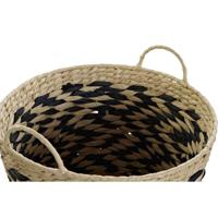 Basket spelset DKD Home Decor Zwart Lichtbruin Natuurlijke Vezel (3 Onderdelen) (3 Stuks) - thumbnail