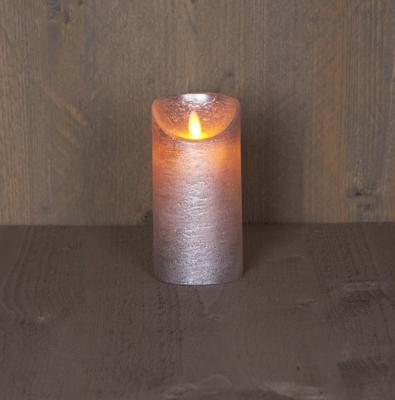 LED Kaars Wax Zilver 15cm