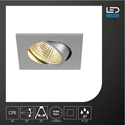 SLV Led inbouwspotNew Tria 68 Square 5,3w - 2700K - 8,2cm metaalgrijs - 1003064