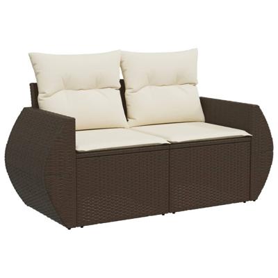 6-delige Loungeset met kussens poly rattan bruin - thumbnail