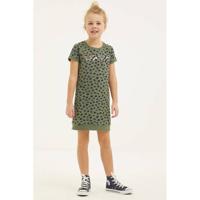 DJ Dutchjeans jurk met all over print army groen/zwart - thumbnail