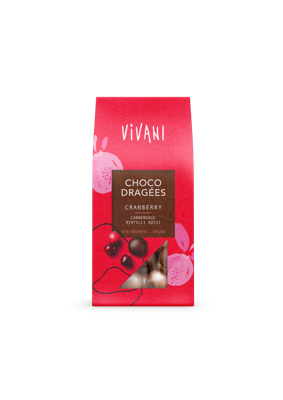 Choco dragees cranberry bio 75 Gram Choco dragees cranberry bio 75 Gram