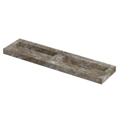 INK Pitch Wastafel keramische slab bak dubbel met drain en front en side skirts zonder kraangaten 180x45x9 Island glossy