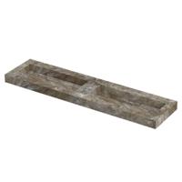 INK Pitch Wastafel keramische slab bak dubbel met drain en front en side skirts zonder kraangaten 180x45x9 Island glossy - thumbnail