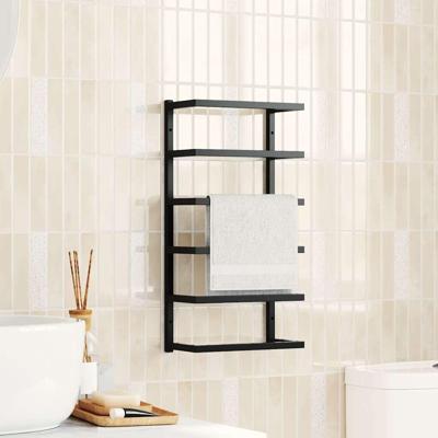 VidaXL Handdoekenrek 24x12x48 cm staal zwart