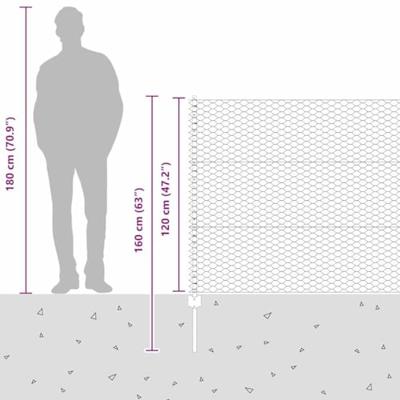 VidaXL Hek met paal zilver 1,2 x 25 m staal