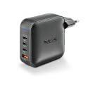 NGS Bud 165 W, ultrasnelle wandlader met 4 poorten, 3 USB-C(PD3.1 & PPS), 1 USB-A (QC 3.0, 30 W), compact en draagbaar voor smartphones, tablets, laptops, vuurvaste GAN-materialen, gelijktijdig