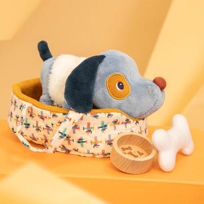 Pluchen dier en zijn mand LILLIPUTIENS blauw Pluchen dier en zijn mand LILLIPUTIENS blauw