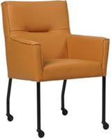 Lichtcognac leren moderne eetkamerstoel Lucky - Toledo Leer Sabbia (lichtcognac leer) - thumbnail