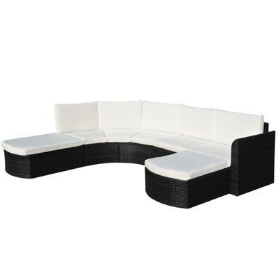 4-delige Loungeset met kussens poly rattan zwart