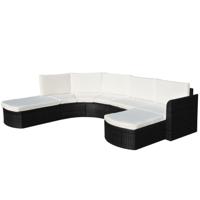 4-delige Loungeset met kussens poly rattan zwart - thumbnail