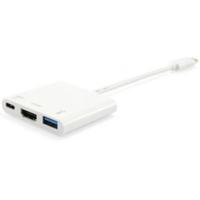Equip 133461 usb type c to hdmi female/usb a female/pd adapter, 4k, pastic, 15cm, white - thumbnail