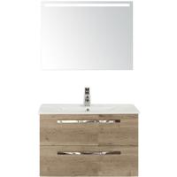 Seville Badmeubelset 80 cm - Natuur Eiken - Keramische Wastafel Wit Enjoy met Sence Spiegel - thumbnail