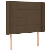 Hoofdbord met randen 83x16x118/128 cm stof donkerbruin - thumbnail