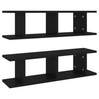 VidaXL Wandschappen 2 st 75x18x20 cm bewerkt hout zwart - thumbnail