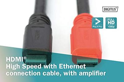 Digitus AK-330118-200-S HDMI-kabel HDMI Aansluitkabel HDMI-A-stekker, HDMI-A-stekker 20.00 m Zwart Audio Return Channel (ARC), Vergulde steekcontacten Digitus AK-330118-200-S HDMI-kabel HDMI Aansluitkabel HDMI-A-stekker, HDMI-A-stekker 20.00 m Zwart Audio Return Channel (ARC), Vergulde steekcontacten