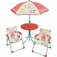 FUN HOUSE Peppa Pig Tuinmeubelen - 1 tafel H.46xø46cm, 2 stoelen H.53xB.38.5xD.37,5 cm en 1 parasol H.125 x ø100 cm - Voor kinderen - thumbnail