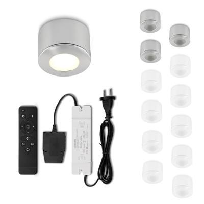 Set Led opbouwspot met afstandsbediening Parma zilver 3W dimbaar IP44 1-12 stuks