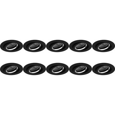 Zwarte Aluminium Inbouwspot Set - Kantelbaar - Ø82mm - 10-Pack - GU10