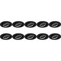 Zwarte Aluminium Inbouwspot Set - Kantelbaar - Ø82mm - 10-Pack - GU10 - thumbnail