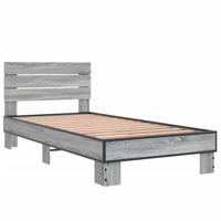Bedframe bewerkt hout en metaal grijs sonoma eiken 75x190 cm - thumbnail