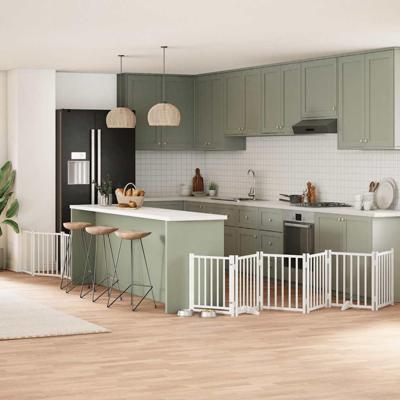 Hondenhek inklapbaar met deur 9 panelen 450 cm populierhout wit