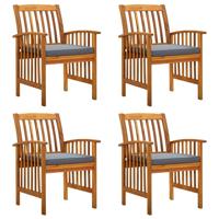 Tuinstoelen 4 stuks met kussens, massief acaciahout - thumbnail