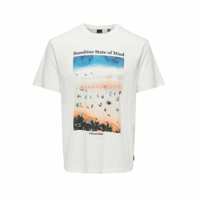 Heren-T-Shirt met Korte Mouwen Only & Sons Onskolton Reg Beach Wit - Maat: S