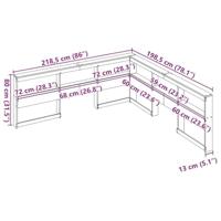 Boekenkast Hoofdeinde L-vormig 180 cm grenenhout wasbruin - thumbnail