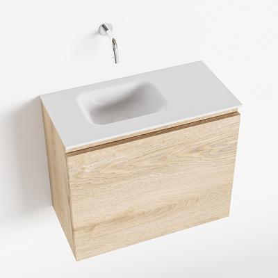 MONDIAZ OLAN 60cm toiletmeubel washed_oak. LEX wastafel talc links geen kraangat