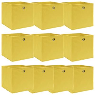 vidaXL Opbergboxen 10 st 32x32x32 cm stof geel vidaXL Opbergboxen 10 st 32x32x32 cm stof geel
