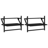 Wandschappen met stangen 2 st 40x25x30 cm zwart - thumbnail