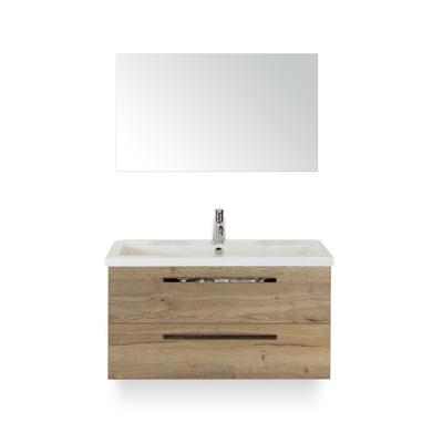 Seville Badmeubelset 100 cm - Natuur Eiken - Wastafel Djazz 1 kraangat - met Spiegel