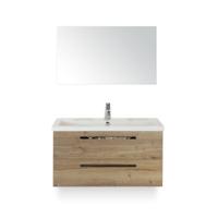 Seville Badmeubelset 100 cm - Natuur Eiken - Wastafel Djazz 1 kraangat - met Spiegel - thumbnail