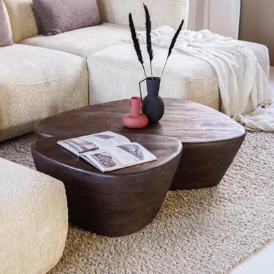 Eleonora Salontafel 'Mila' Organisch, Mangohout, 70 x 53cm, kleur Bruin