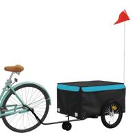 Fietstrailer 45 kg ijzer zwart en blauw - thumbnail