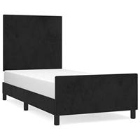 Bedframe met hoofdeinde fluweel zwart 90x200 cm - thumbnail