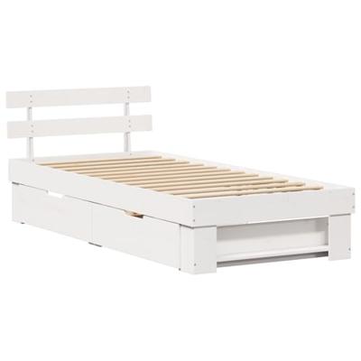 Bedframe met lade met hoofdeinde met opslag Wit 100 x 200 cm Massief grenenhout Bedframe met lade met hoofdeinde met opslag Wit 100 x 200 cm Massief grenenhout