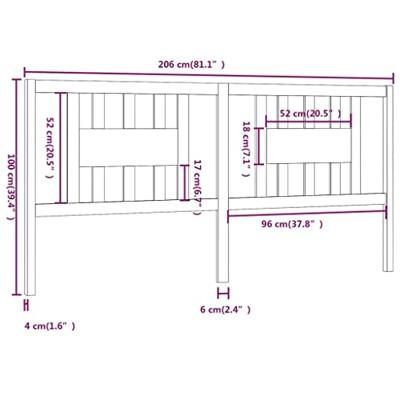 Hoofdbord 206x4x100 cm massief grenenhout grijs - thumbnail